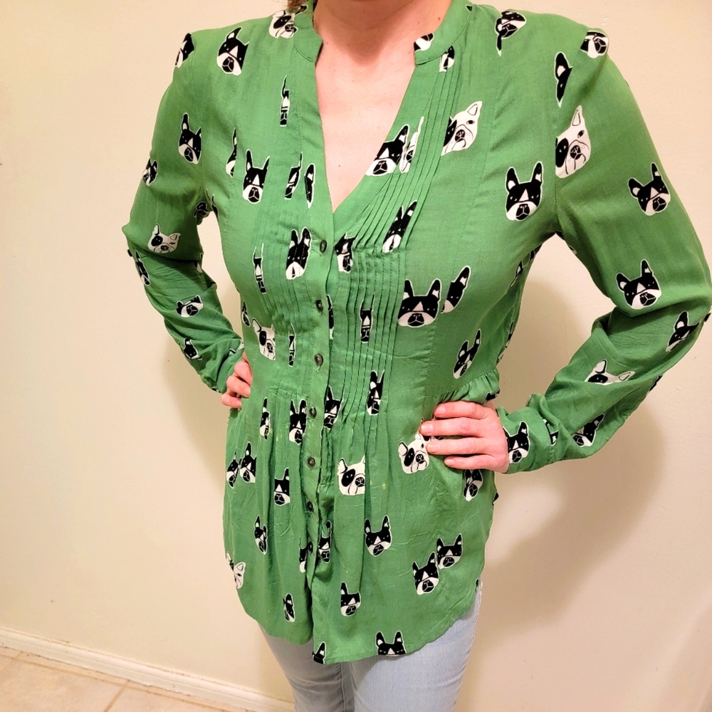 Anthropologie Maeve Dog Blouse Size 4